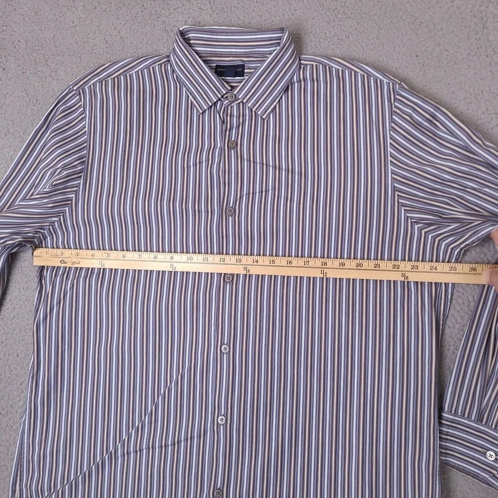 Banana‎ Republic Shirt Mens XL 17-17.5 Blue Striped Long Sleeve Button Up